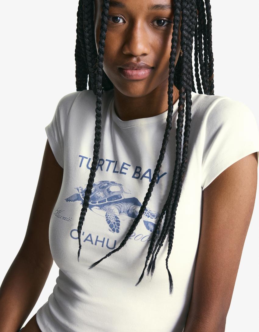 Camiseta manga corta print-Blanco roto-1