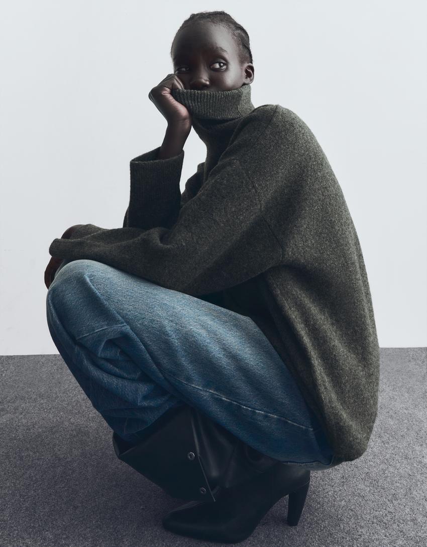 Oversized turtleneck sweater-Dark grey