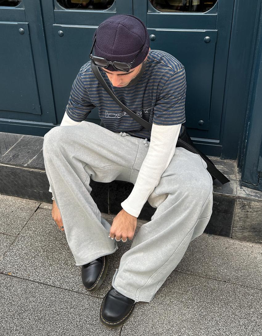 Calças supper baggy fit-Pedra