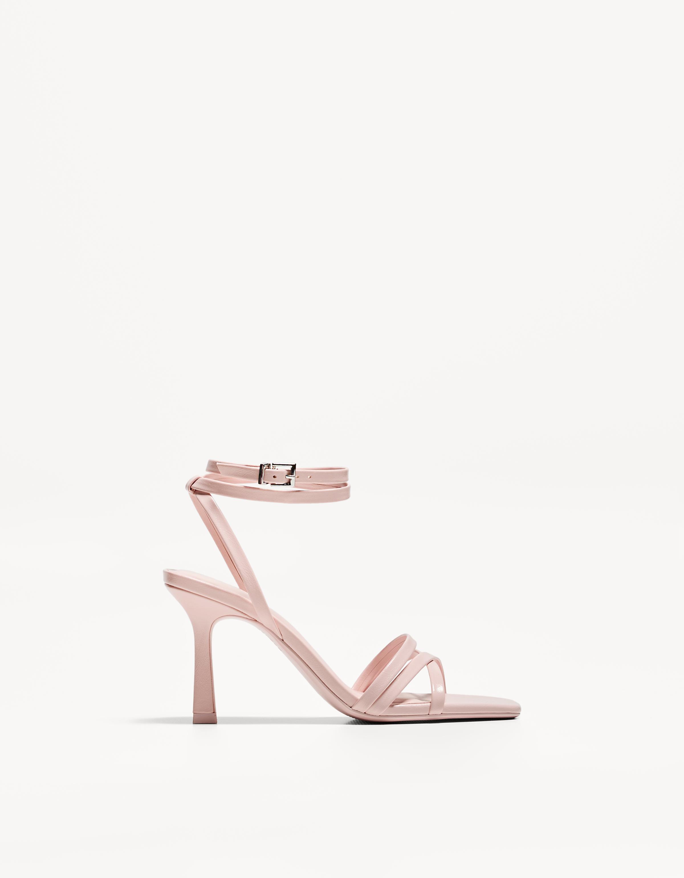 Bershka Sandalen Mit Absatz Und Riemchen Damen 37 Rosa