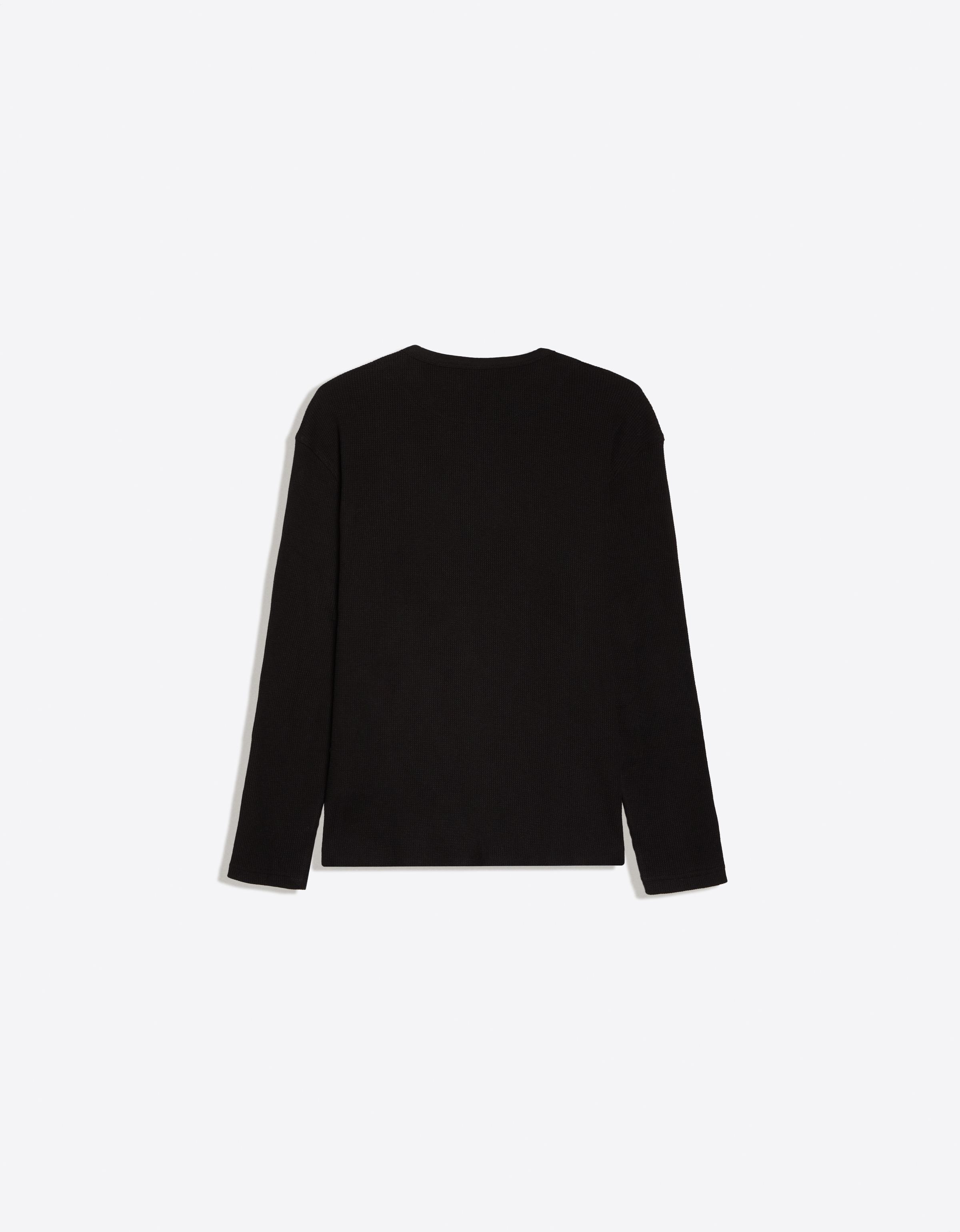 Slim fit long sleeve henley T-shirt — Black