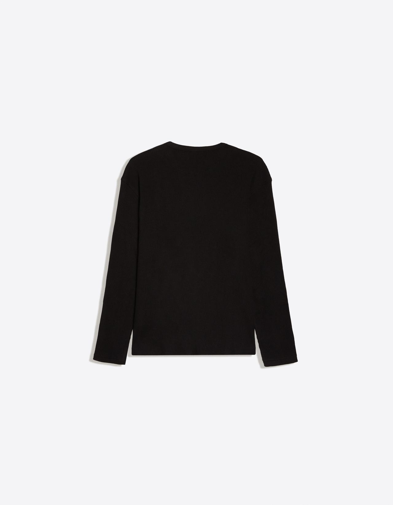 Slim fit long sleeve henley T-shirt — Black