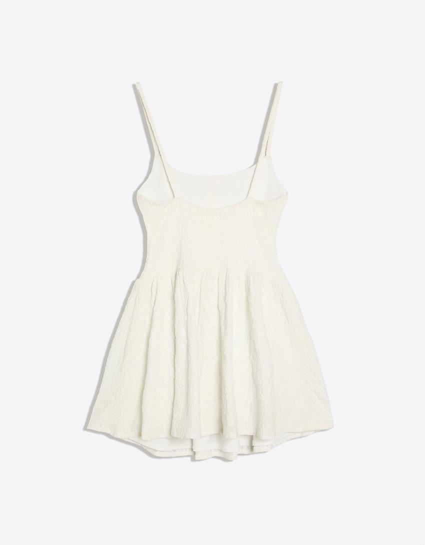 Rustic corset mini dress-Off white