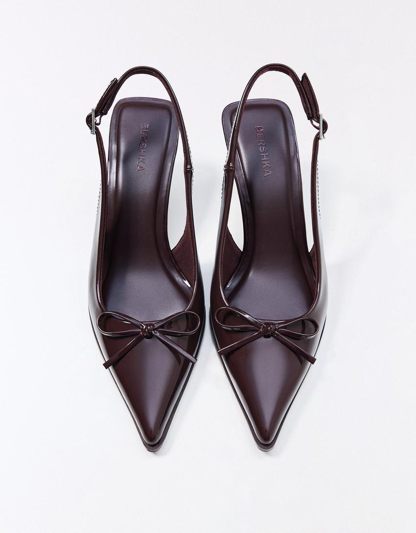 Scarpe kitten heel aperte sul tallone-Porpora