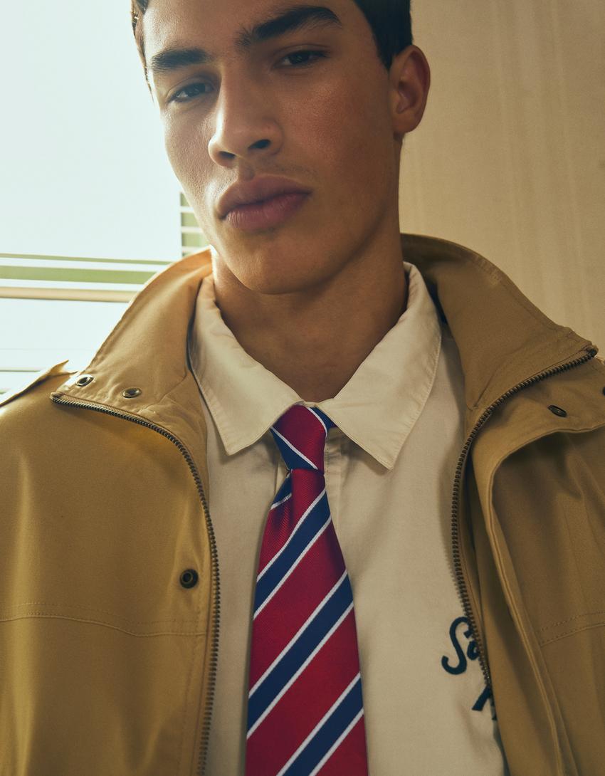 Striped tie-Burgundy