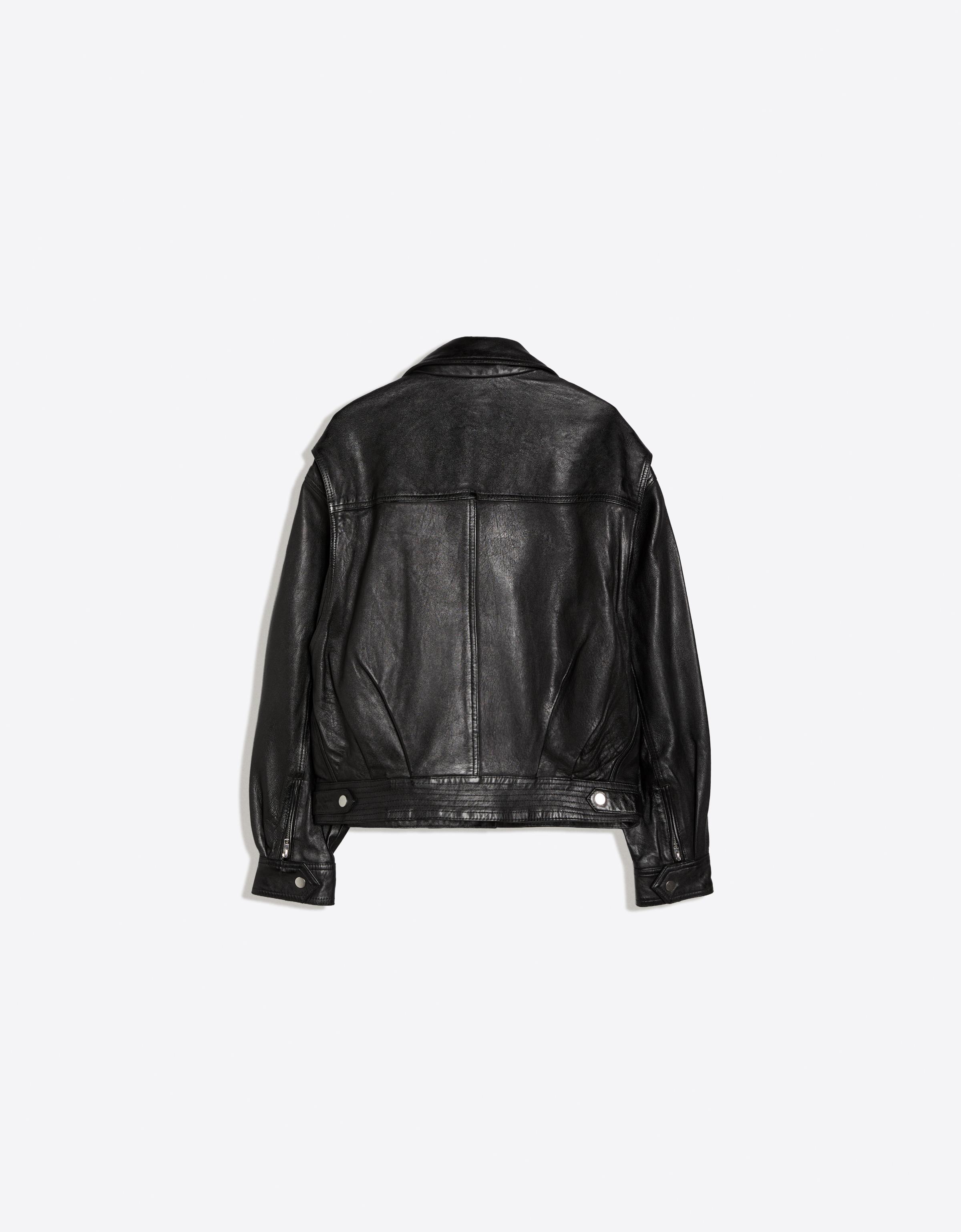 Leather biker jacket — Black