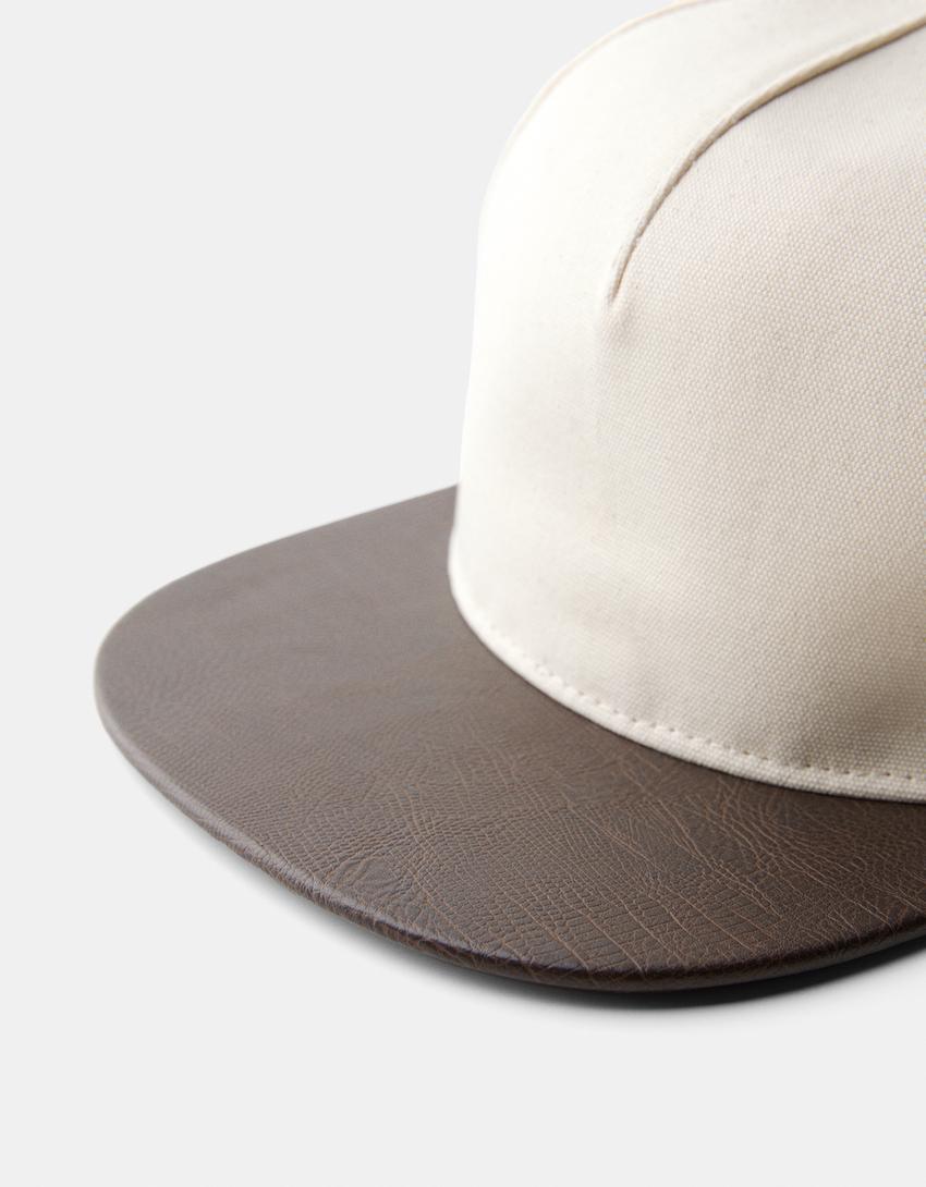 كاب جلد صناعي متباين-كريمي-3