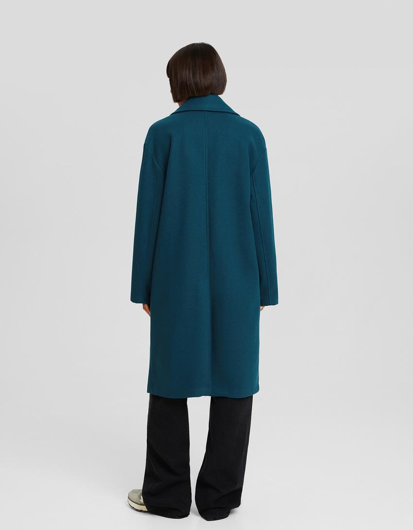 Manteau long soft-Bleu turquoise-2