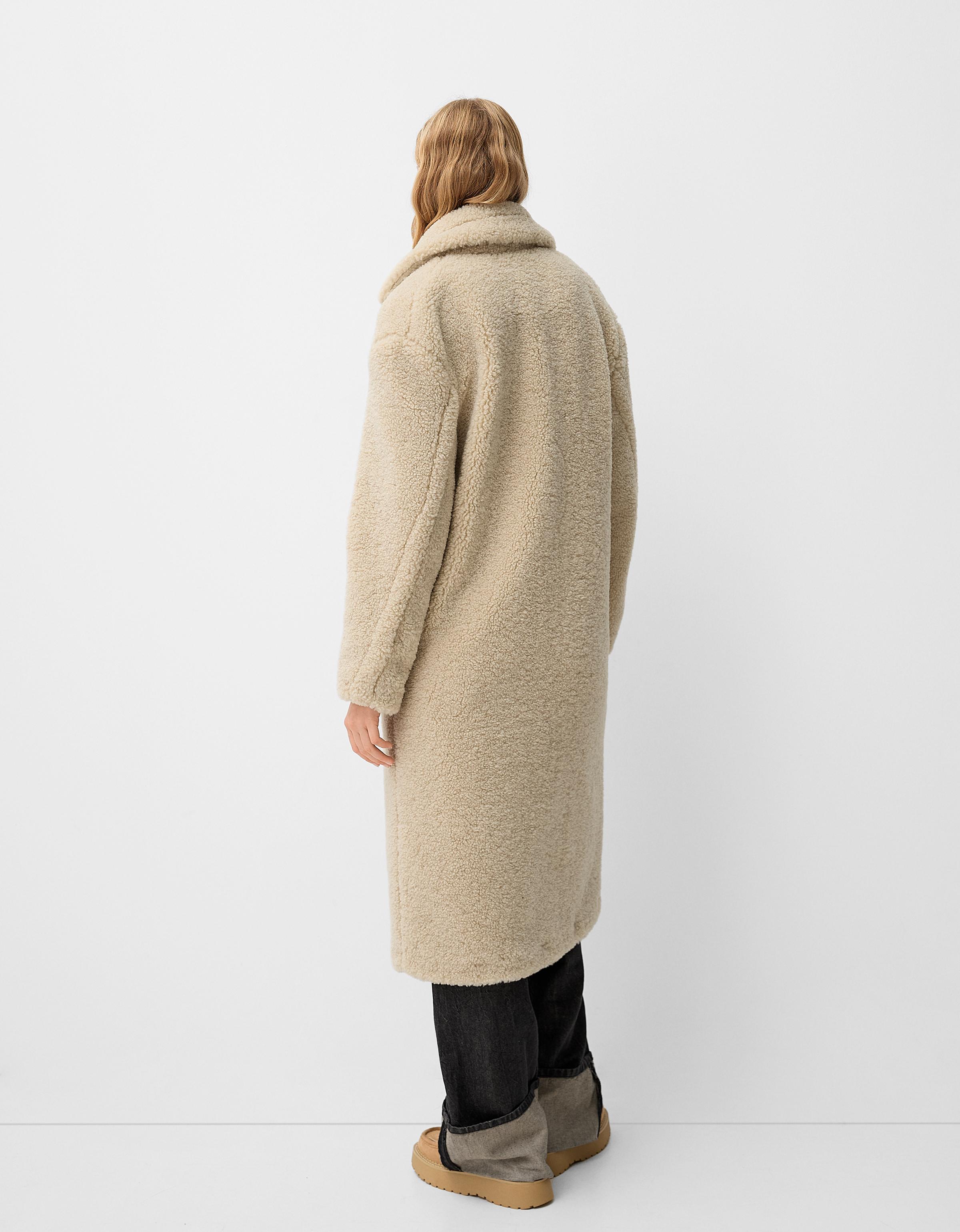 Long faux shearling coat Jackets and blazers Women Bershka