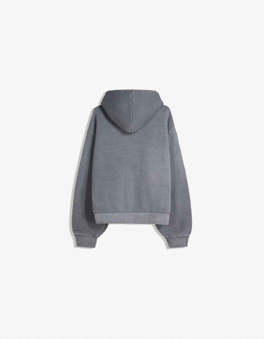 Boxy Cropped-Sweatshirt mit Reißverschluss-Grau-5