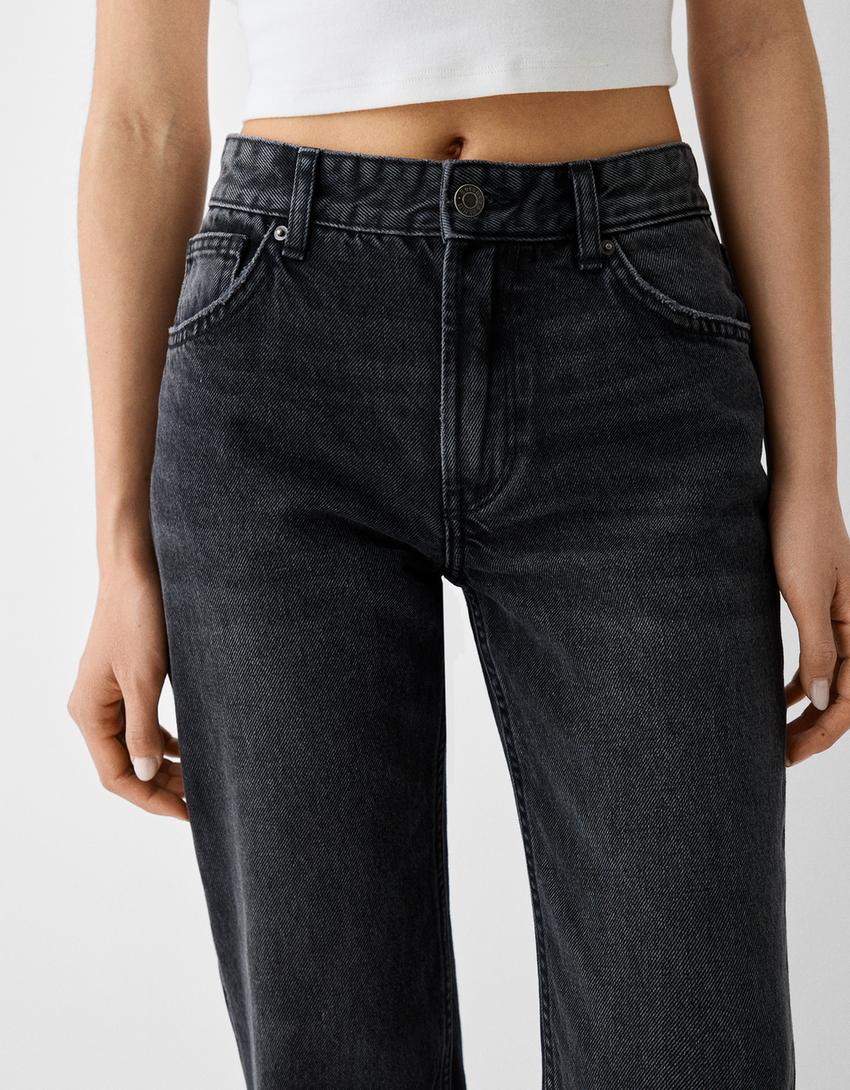 بنطال جينز بقصة مستقيمة-أسود-5