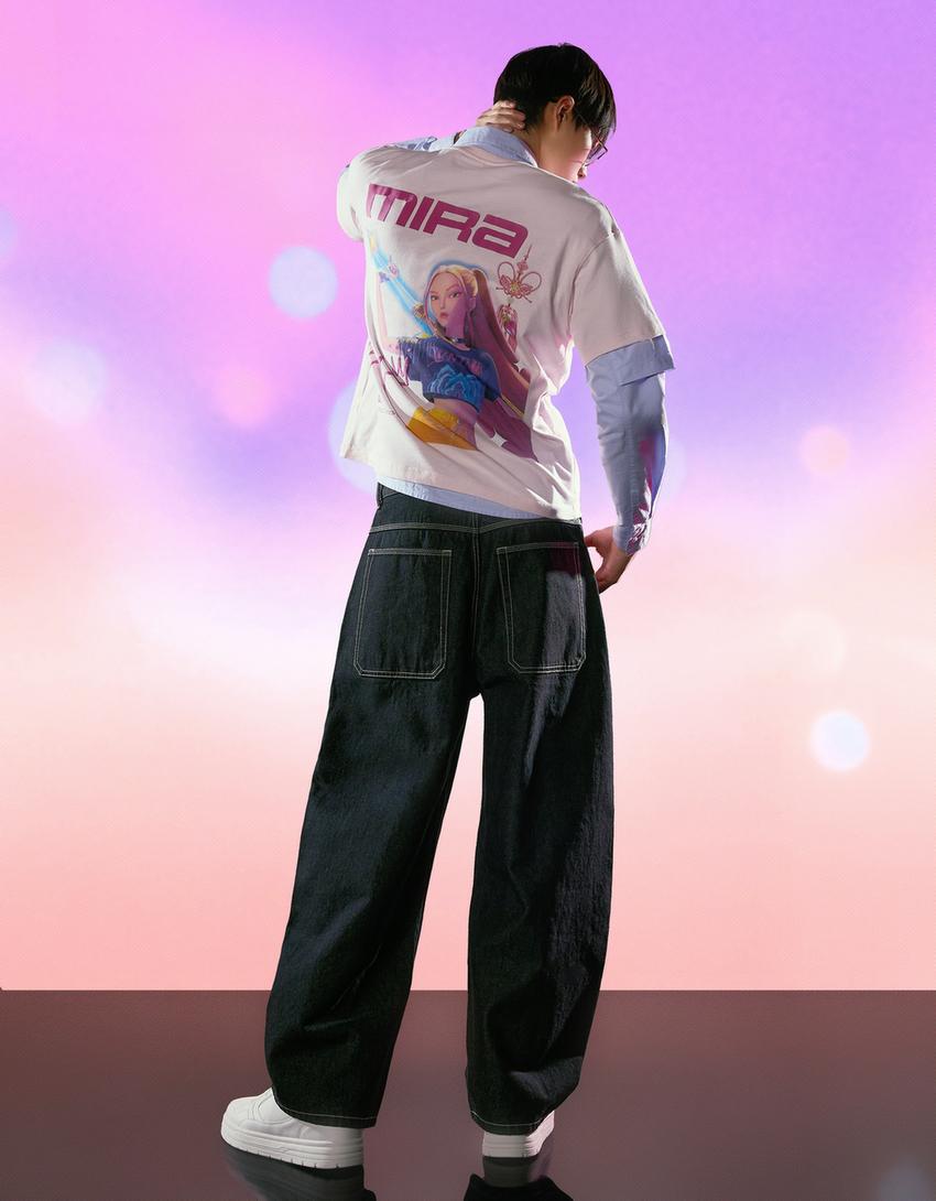 KPop Demon Hunters Huntr/x short sleeve print T-shirt-Pink