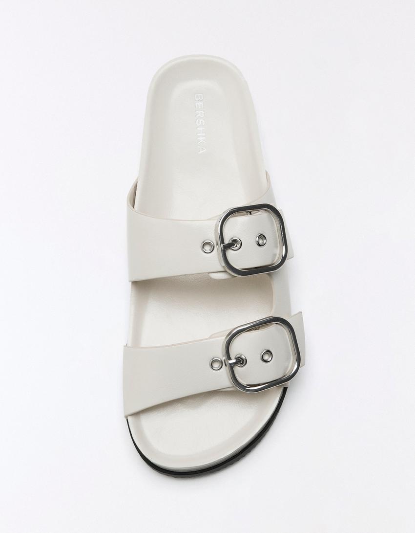FLAT SANDALS WITH STRAPS-ECRU