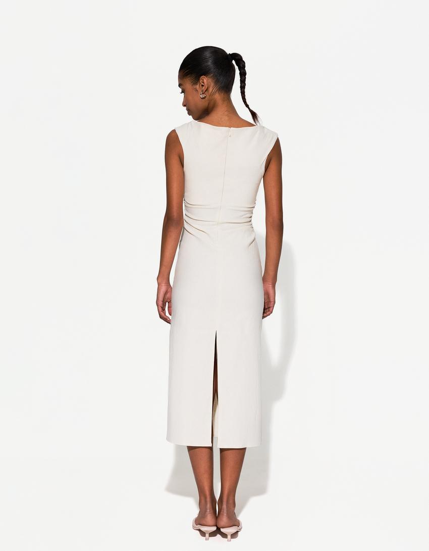 Stretch midi dress-Sand-1