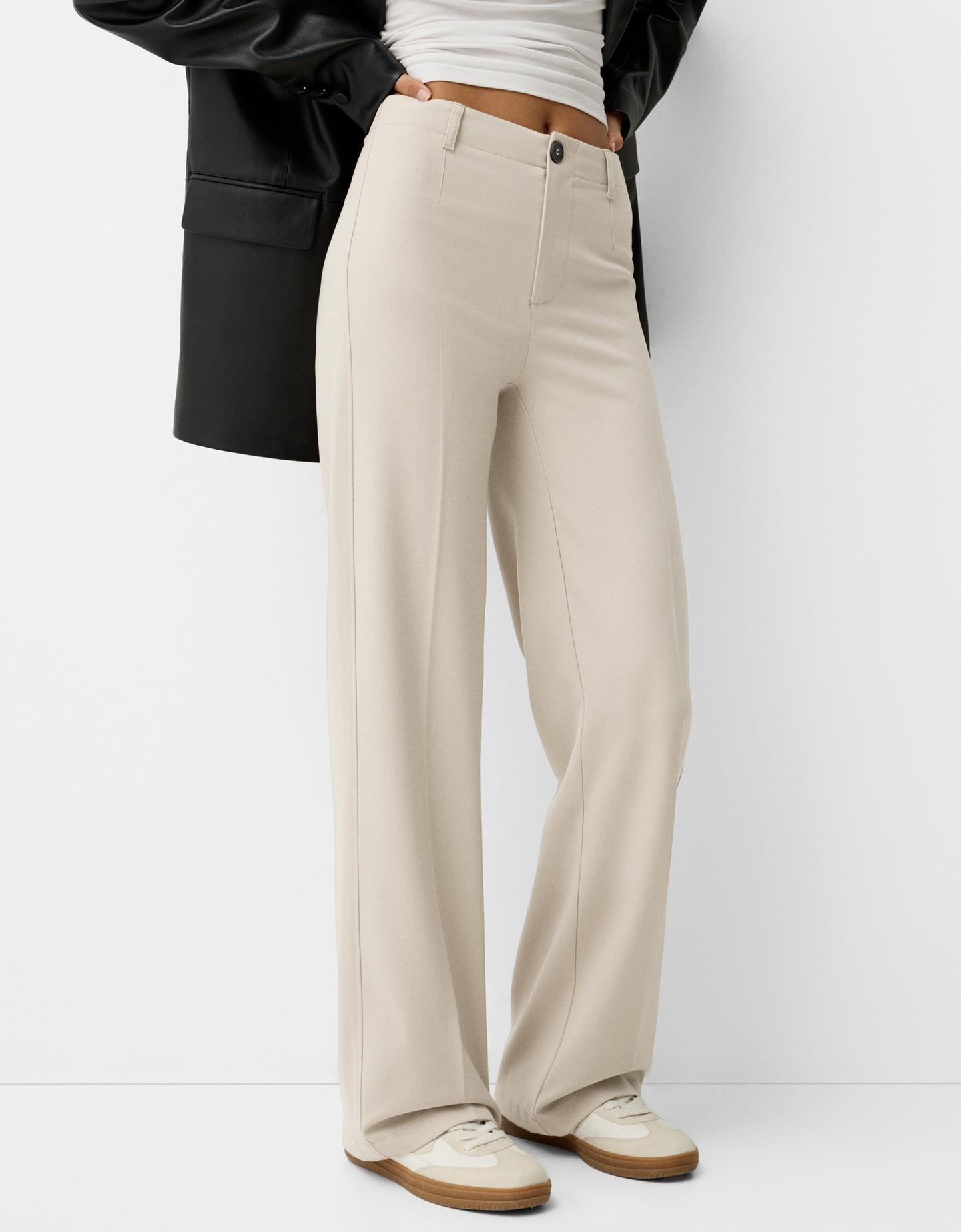 Bershka Wide Leg Tailoring-Hose Damen 40 Grau günstig online kaufen