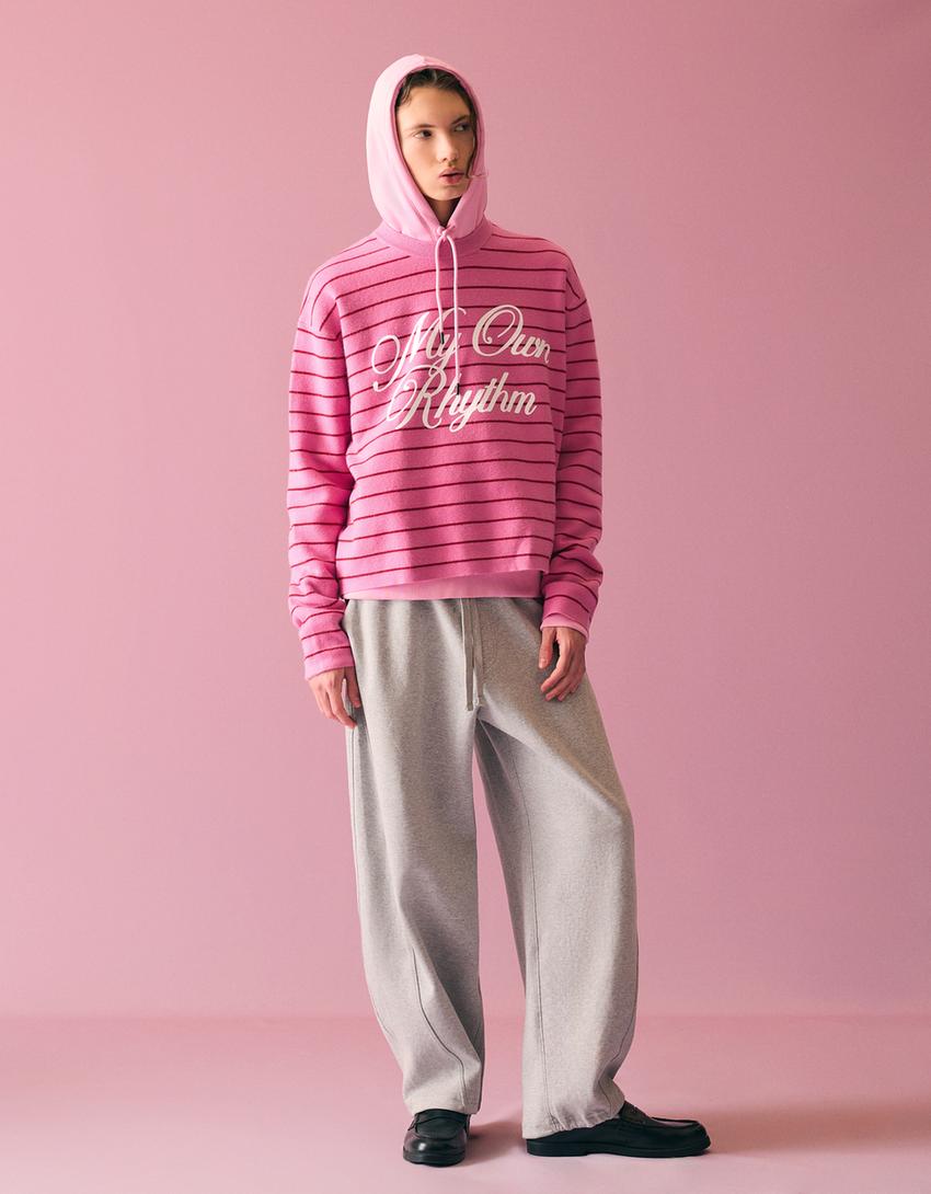 Stripe print jumper-Pink