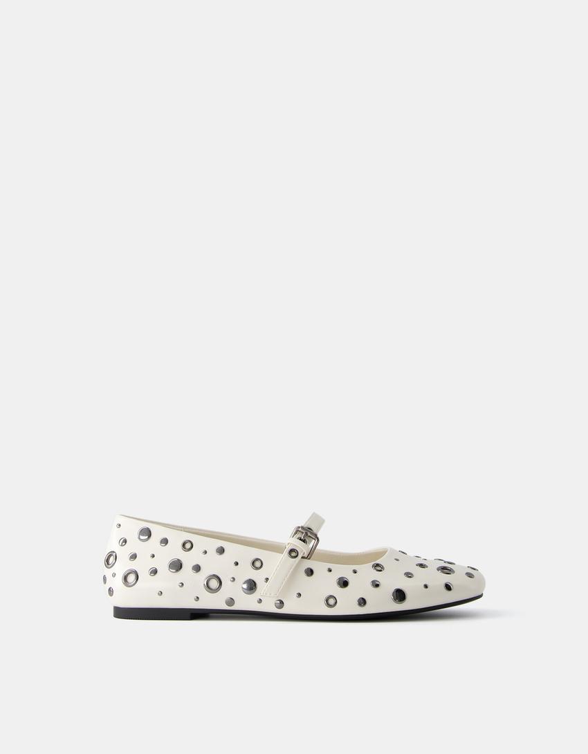 باليرينا بدبابيس معدنية وإبزيم-أبيض-5