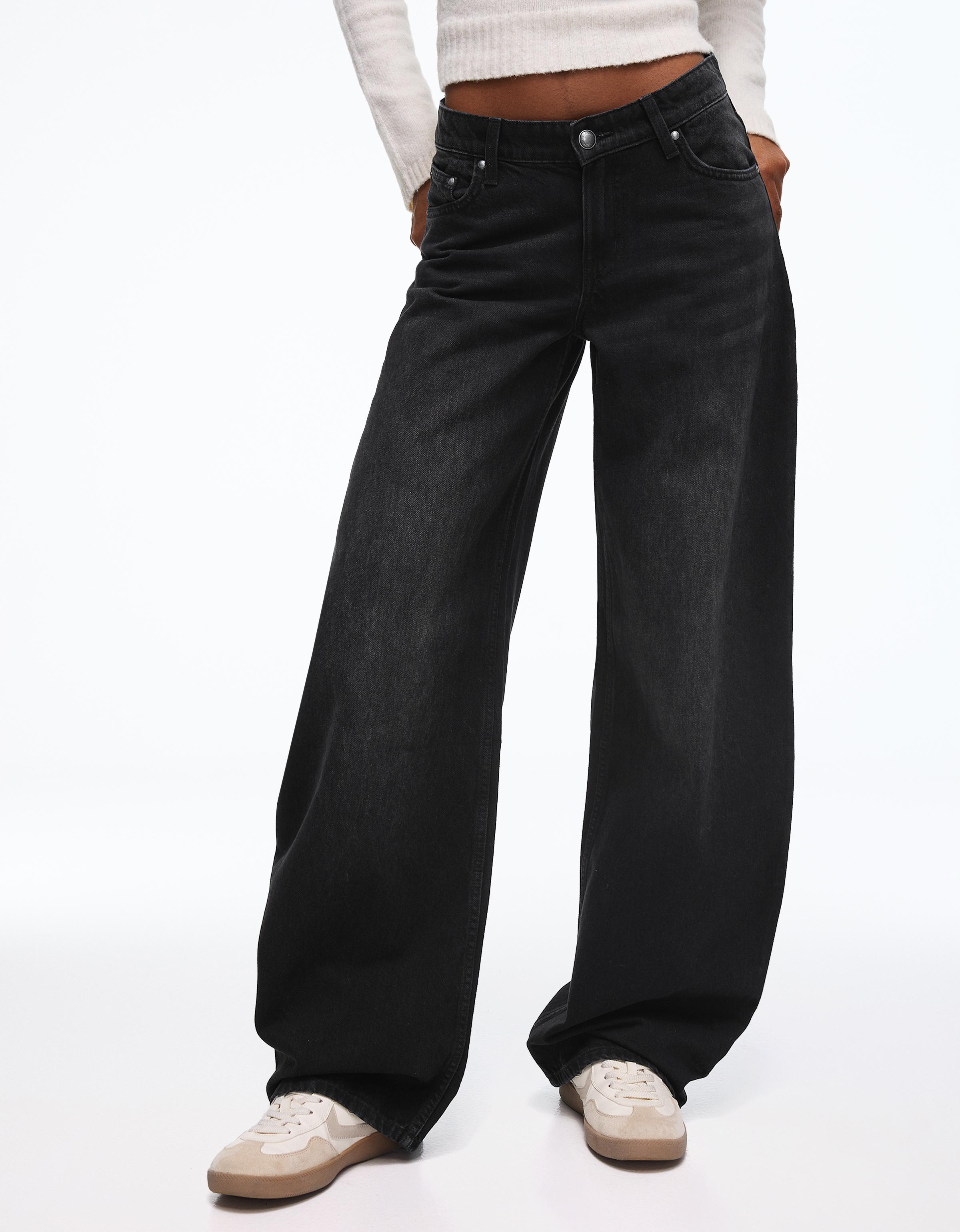 High-waist barrel jeans — Black