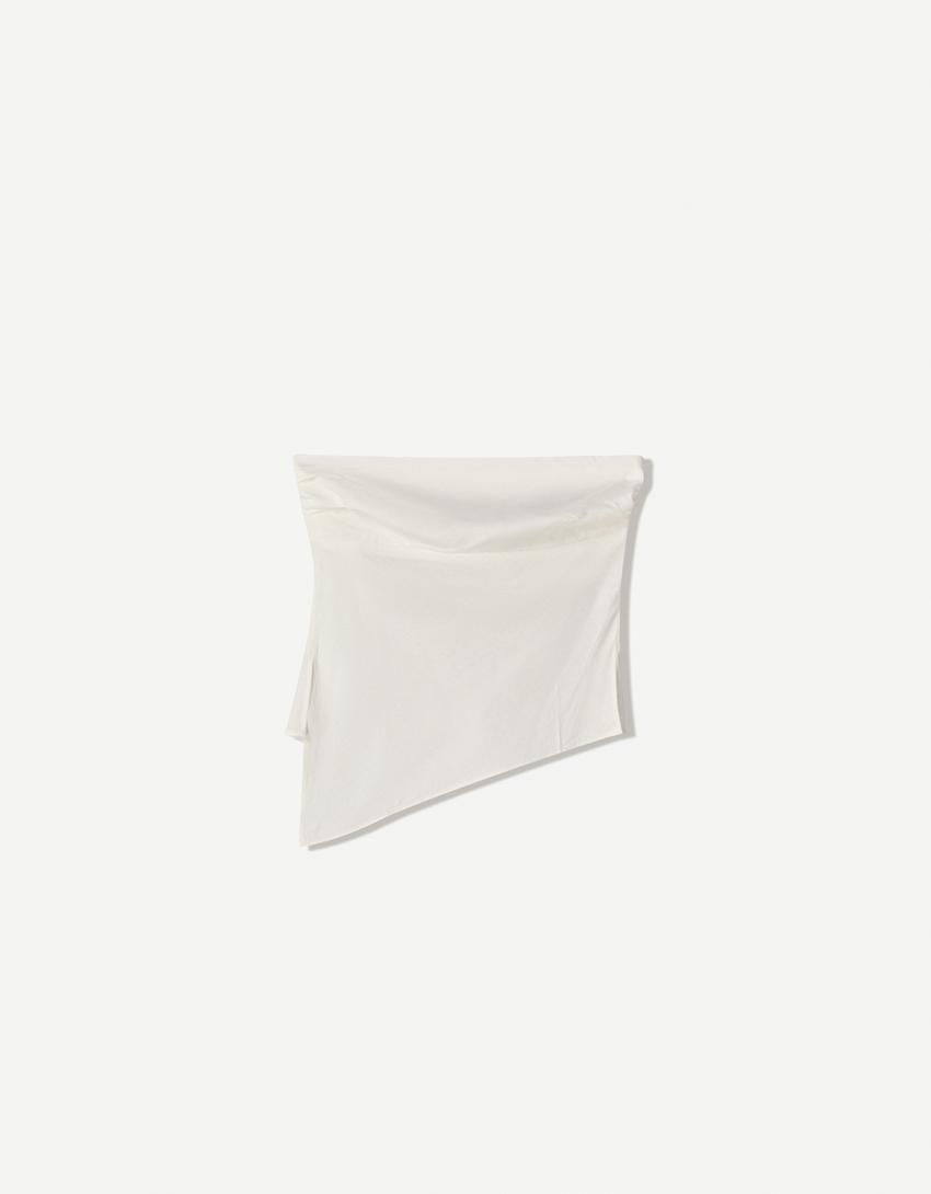 Linen blend bandeau top-Off white-3
