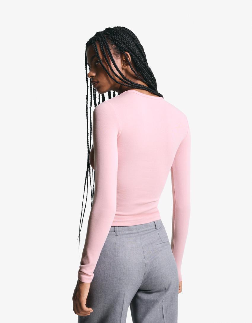 Camiseta manga larga-Rosa-1