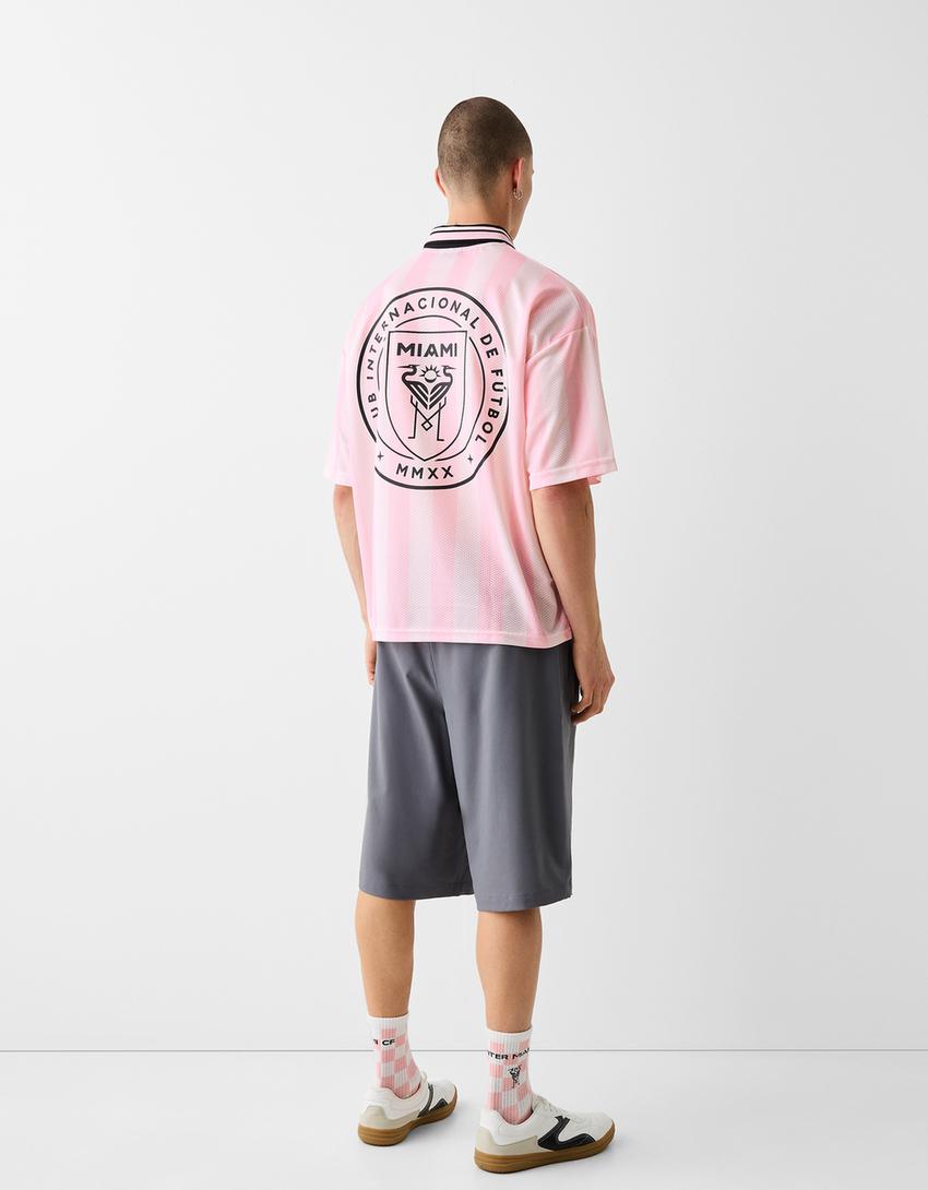 T-shirt polo Inter Miami CF rayures mesh-Rose-2