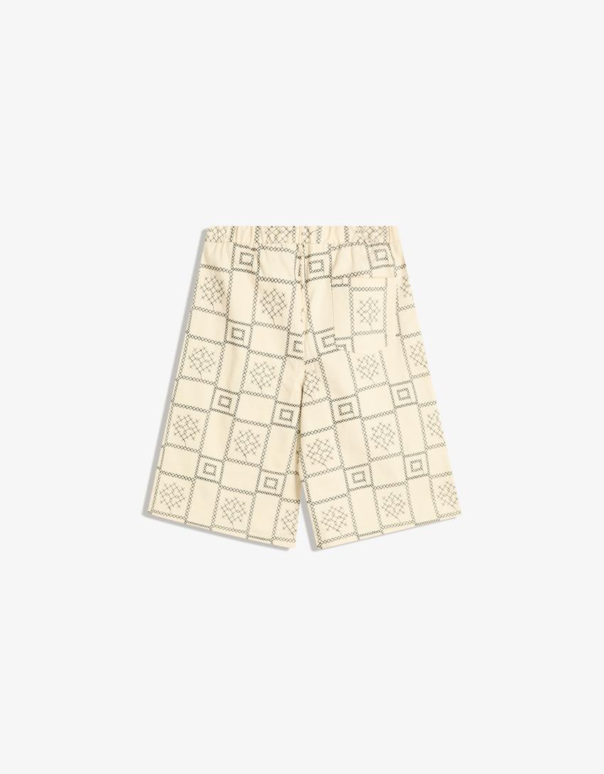 Baggy Bermuda shorts-Cream