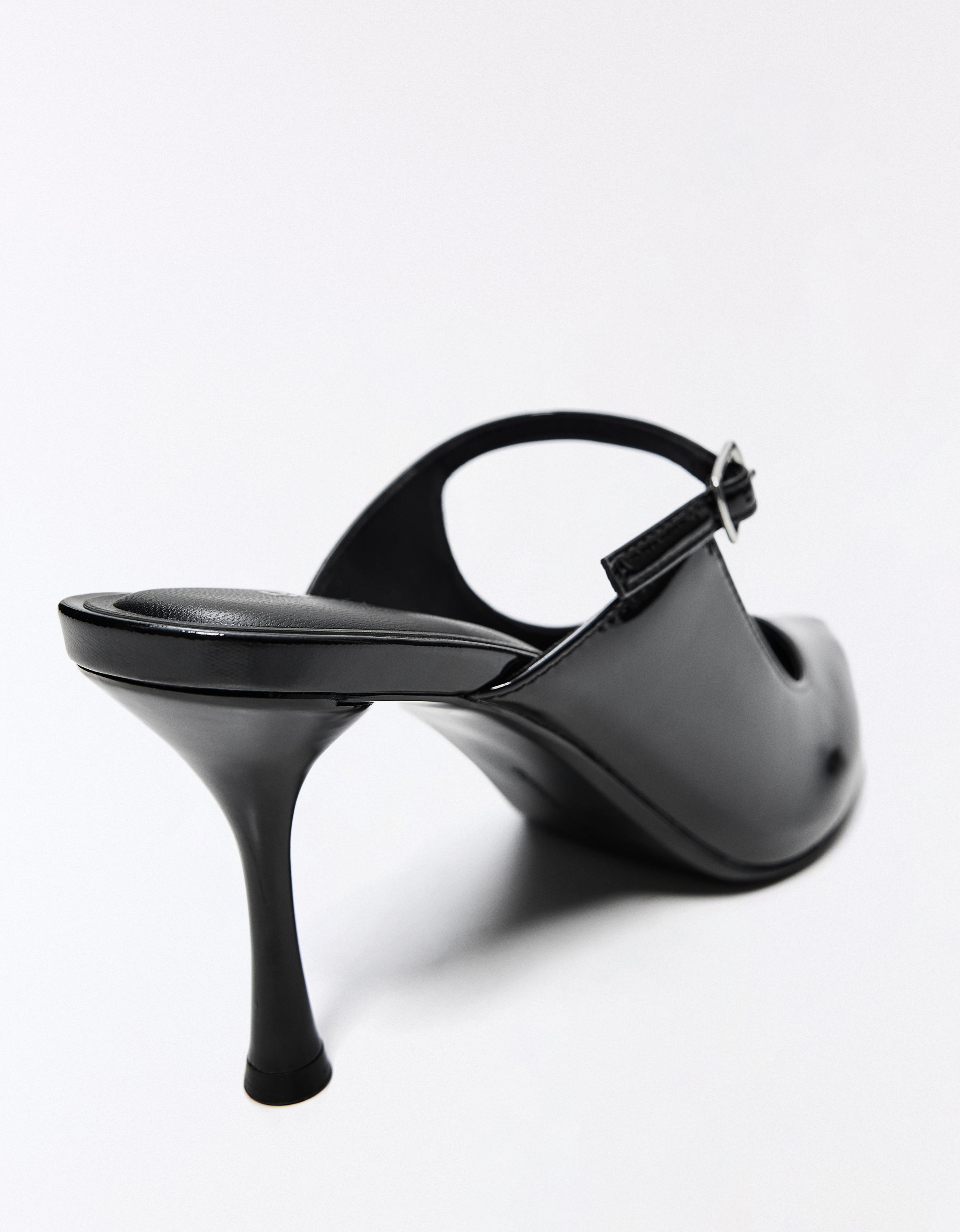 Buckled heeled mule shoes — BLACK