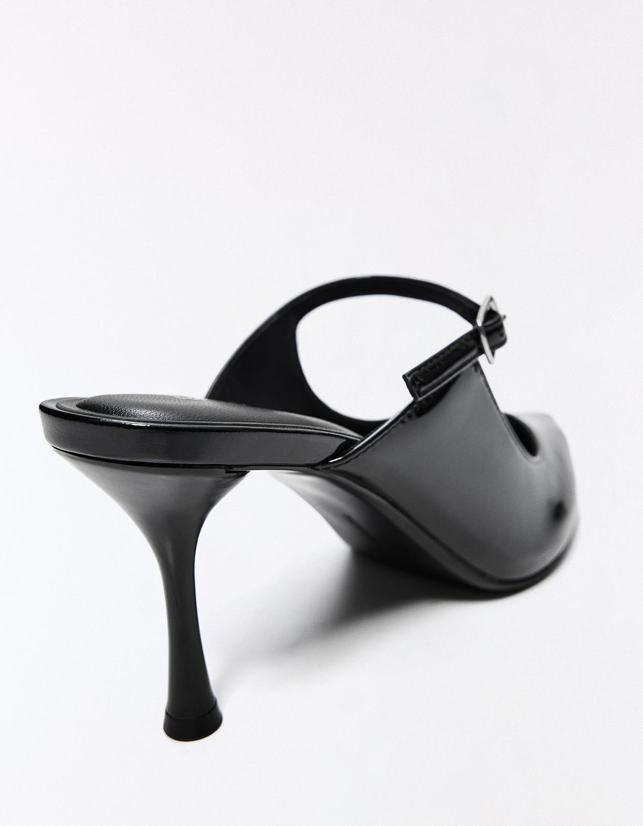 Buckled heeled mule shoes — BLACK