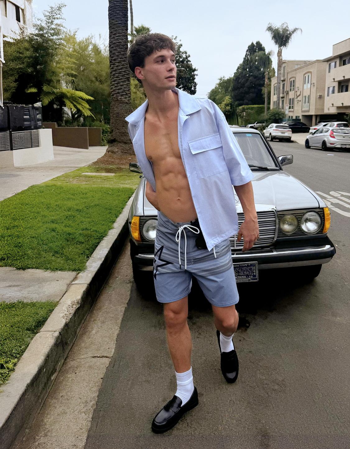 Long printed swimming trunks