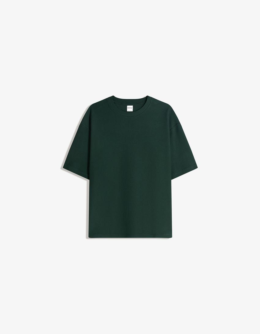 T-shirt manga curta de felpa-Verde