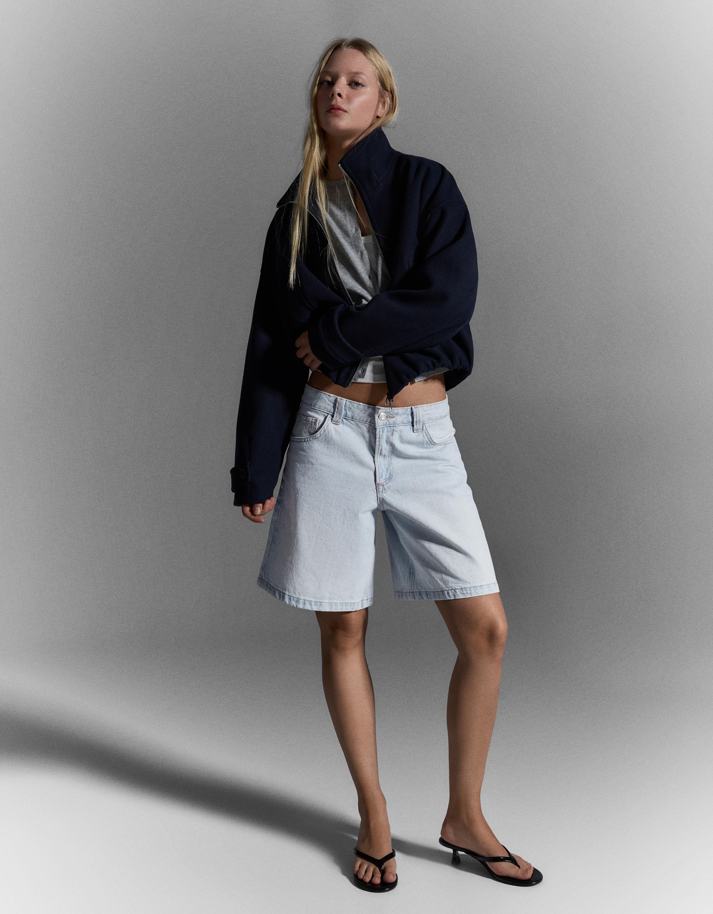 Baggy denim Bermuda shorts — Light blue