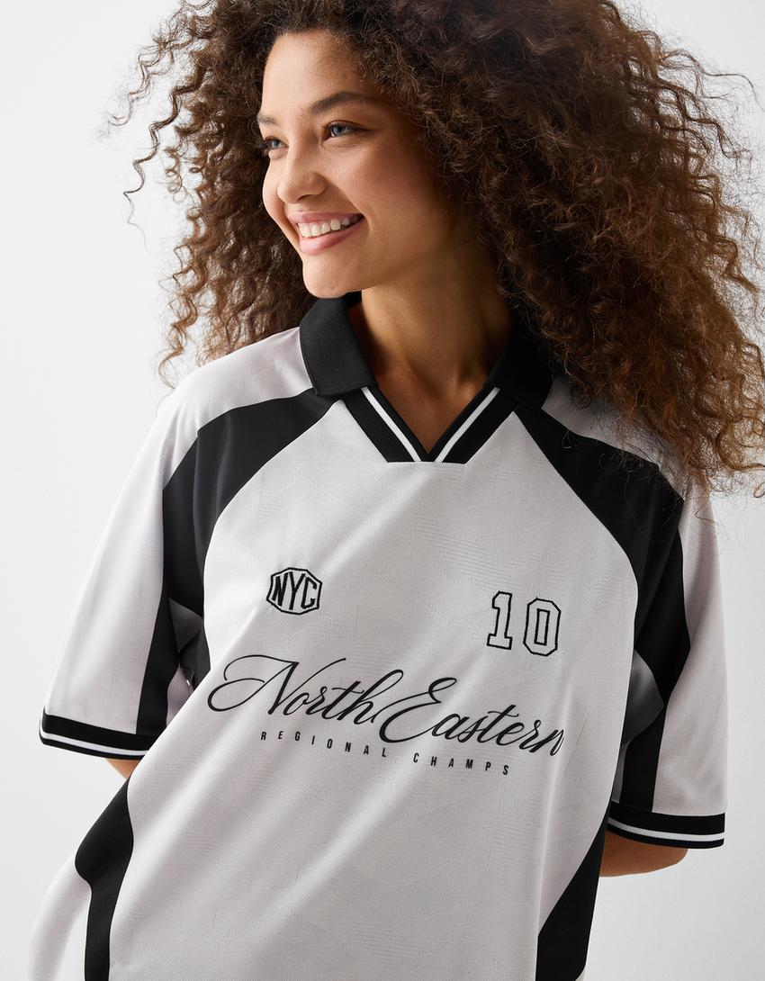 T-shirt manches courtes sport jacquard-Gris-2