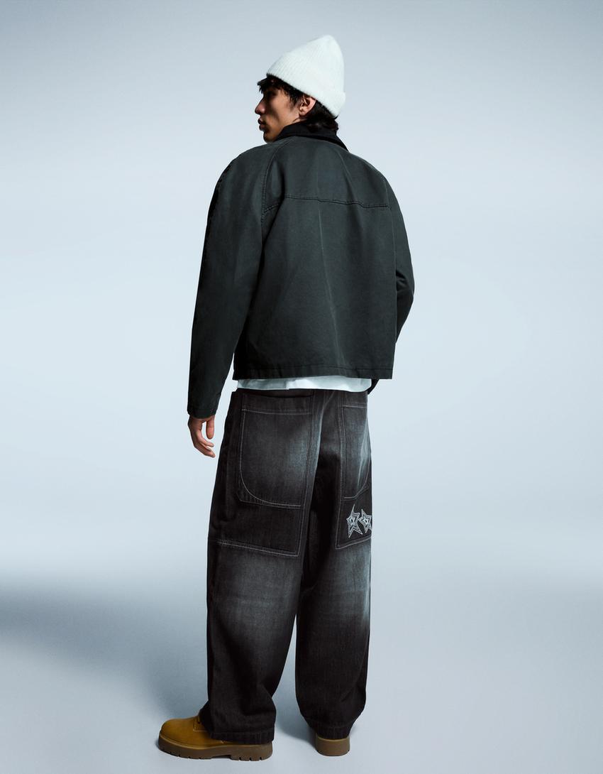 Jeans super baggy fit-Preto