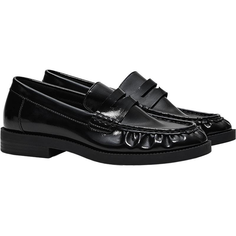 Ruched loafers — BLACK