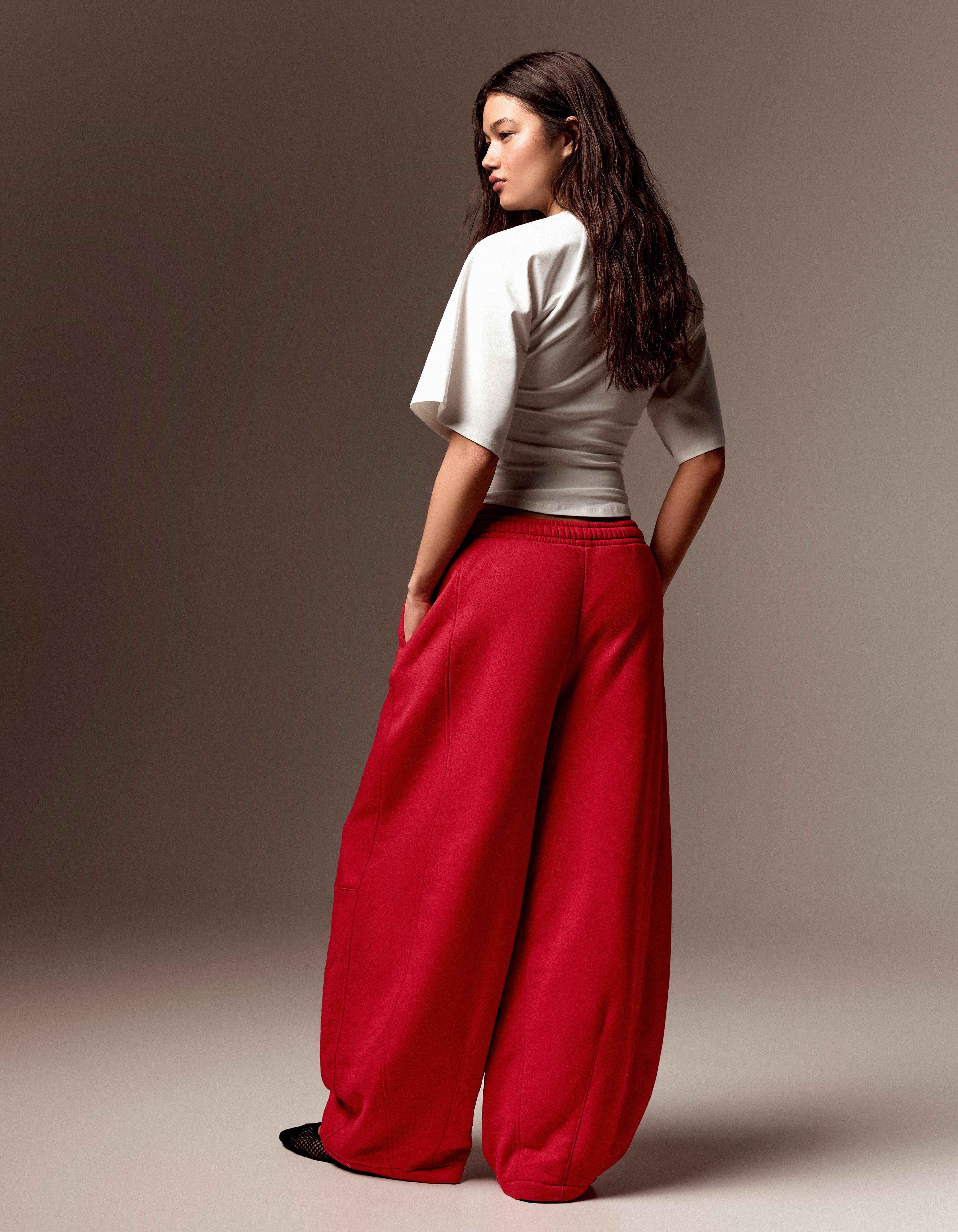 Plush parachute trousers — Red