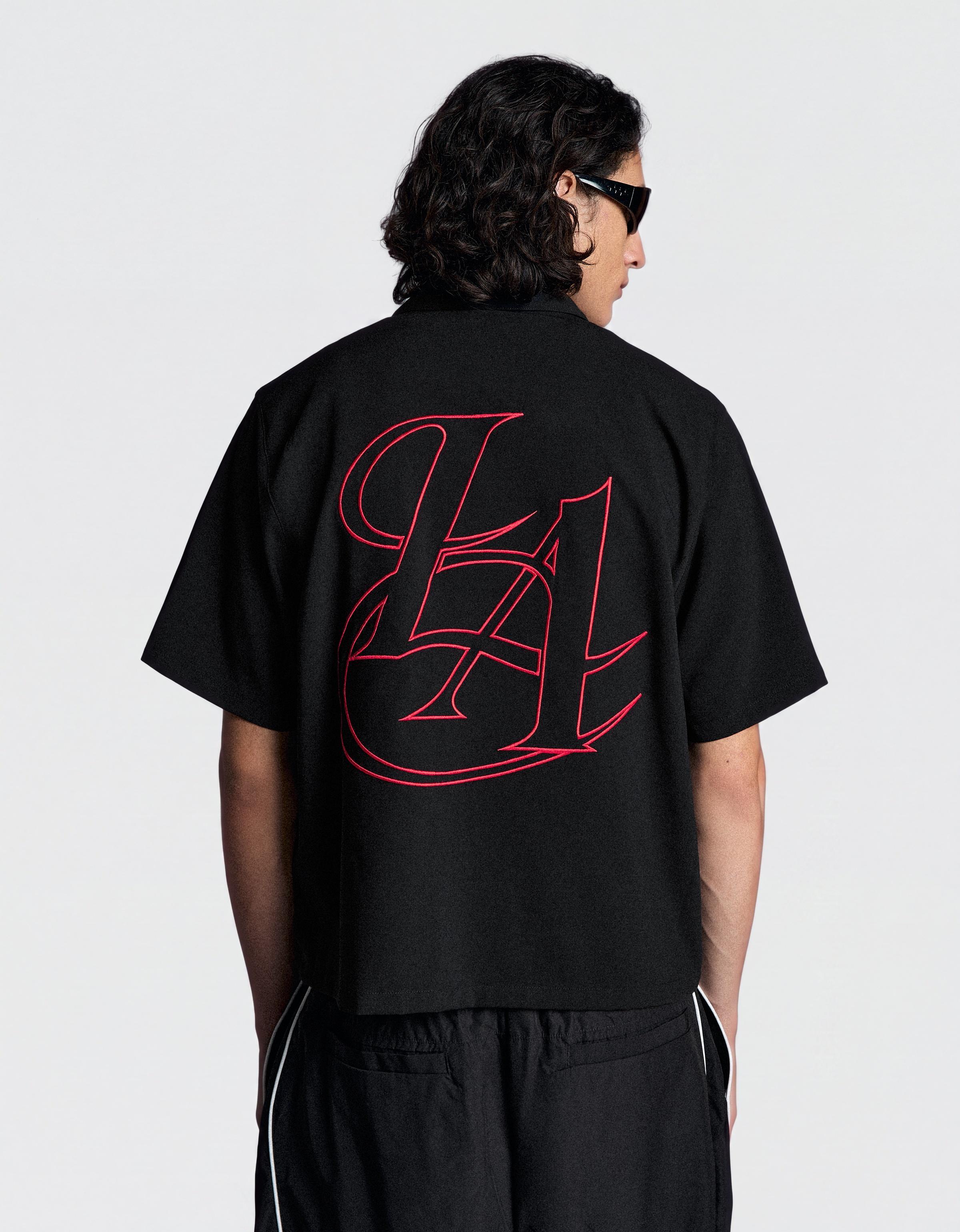 Embroidered short sleeve shirt — Black