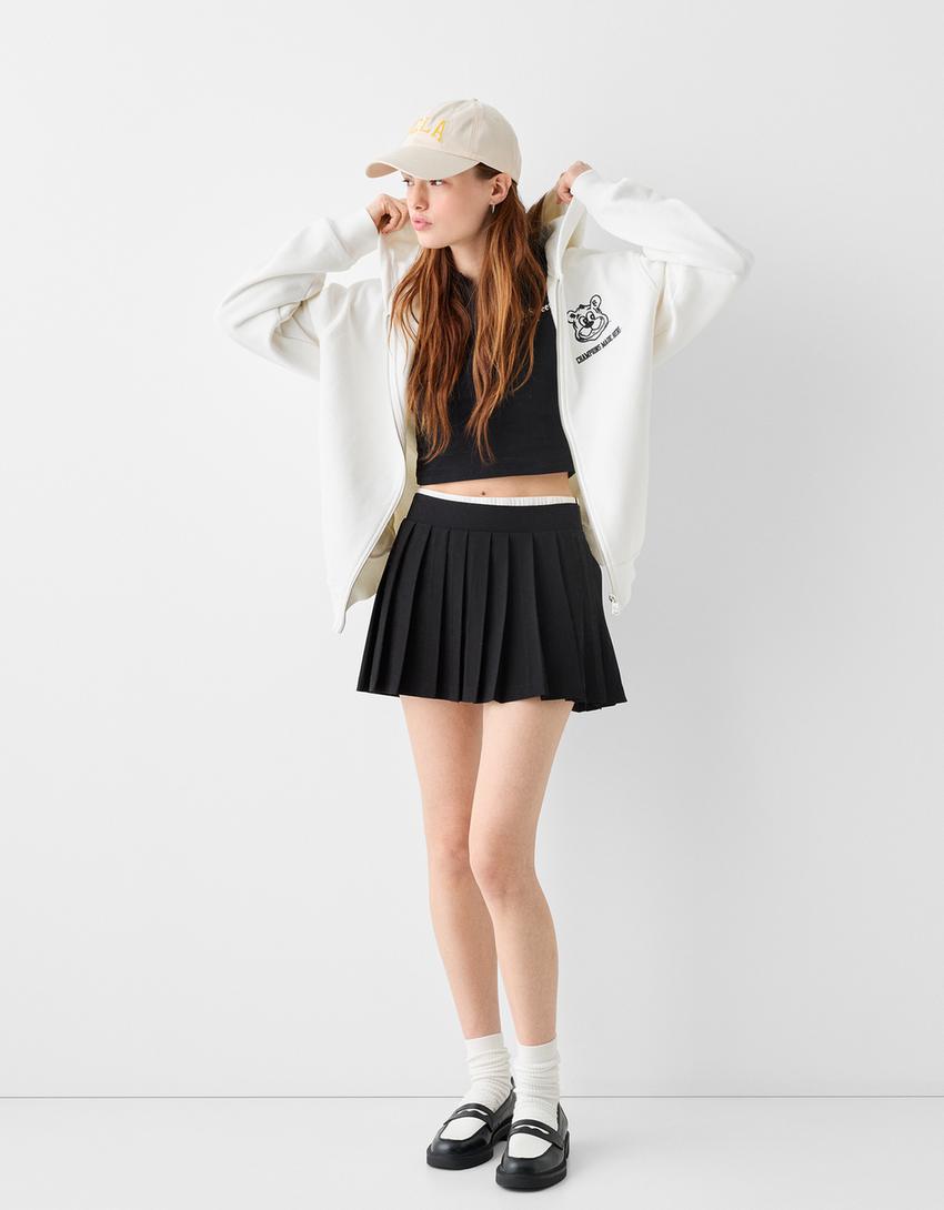 Embroidered UCLA zip-up hoodie-White-3