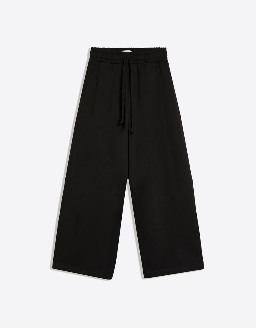 Super-Baggy-Hose mit Falten-Schwarz