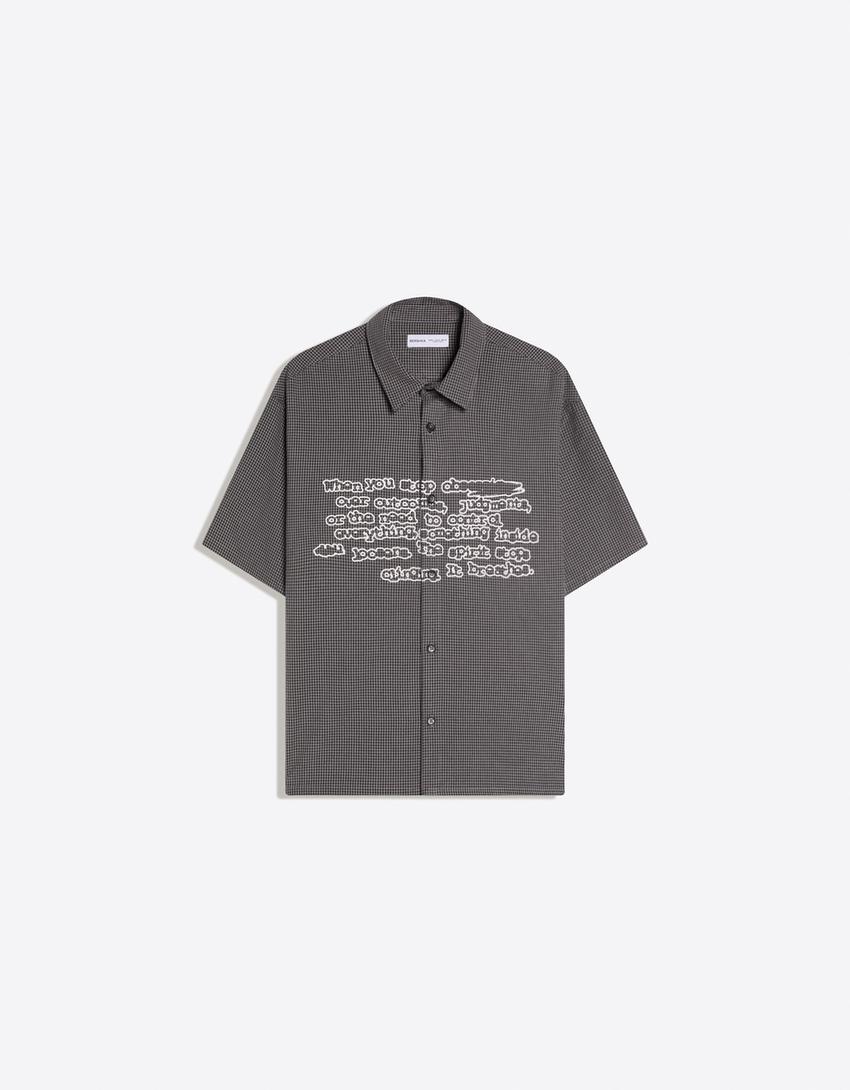 Oversize check shirt-Black