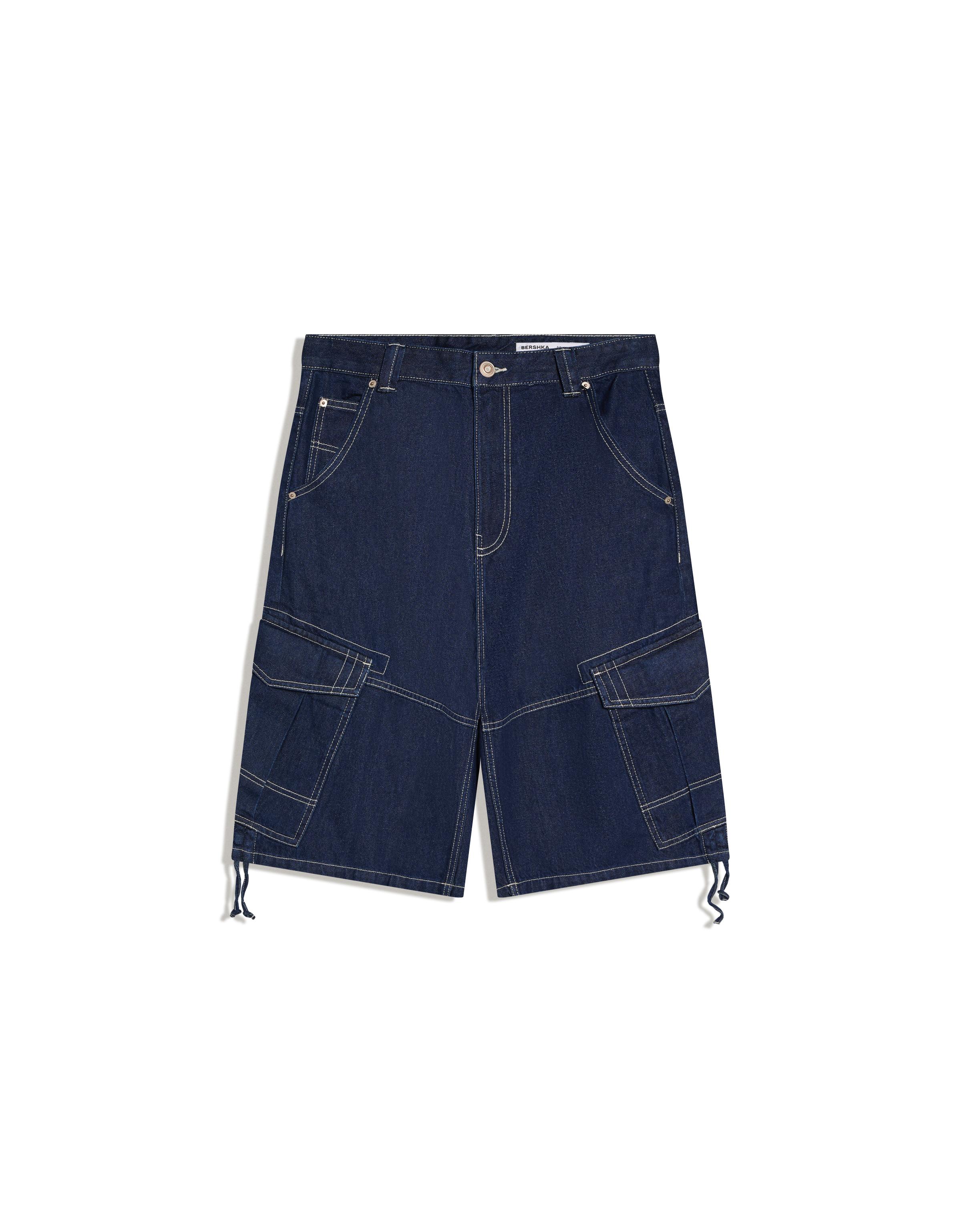Bershka Kargo paraşüt denim bermuda görsel 5