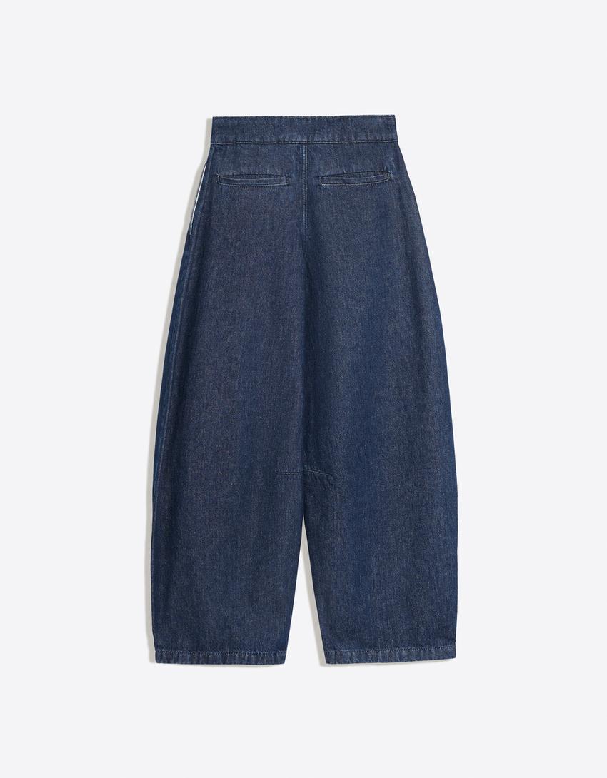 Jeans twisted pliegues-Azul