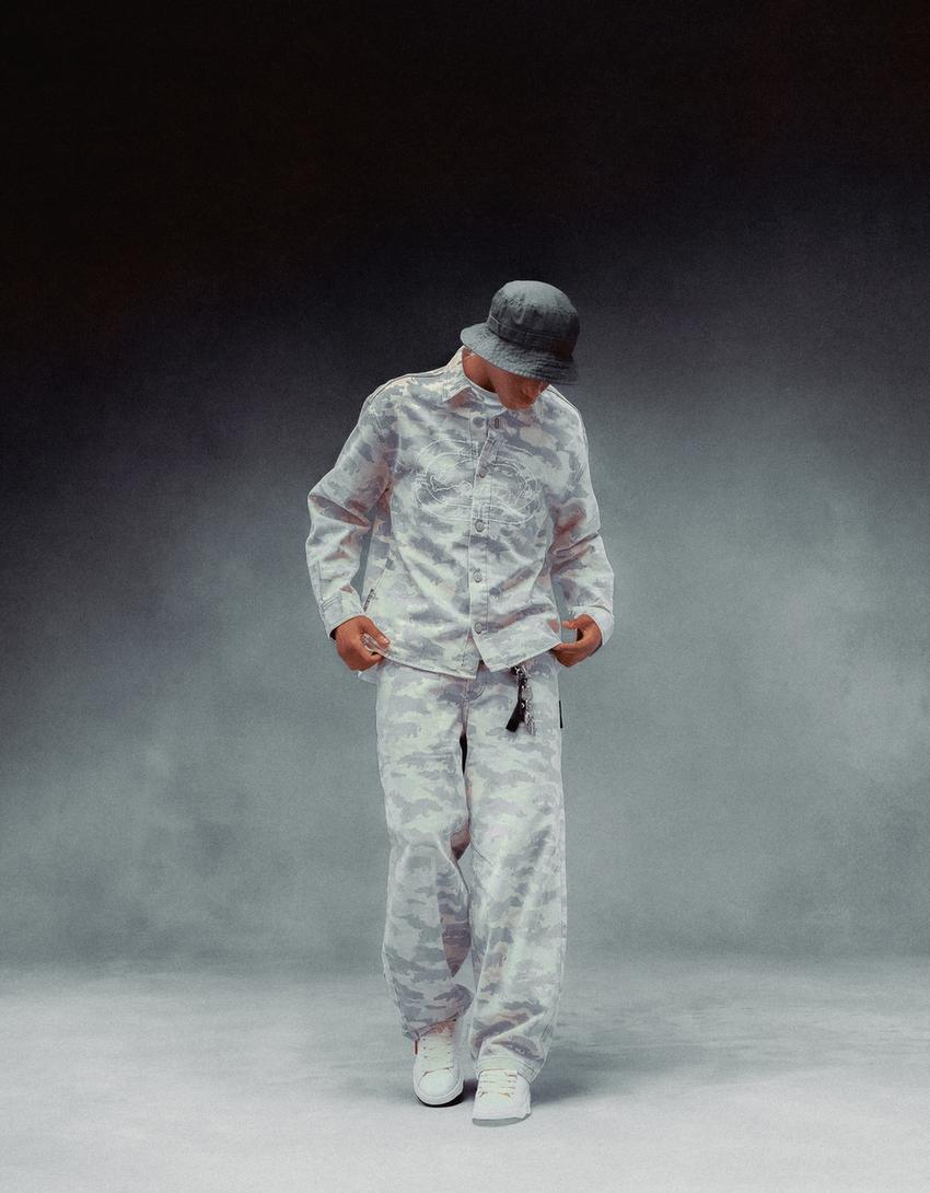 Sobrecamisa denim Ecko Unltd oversize print-Gris oscuro