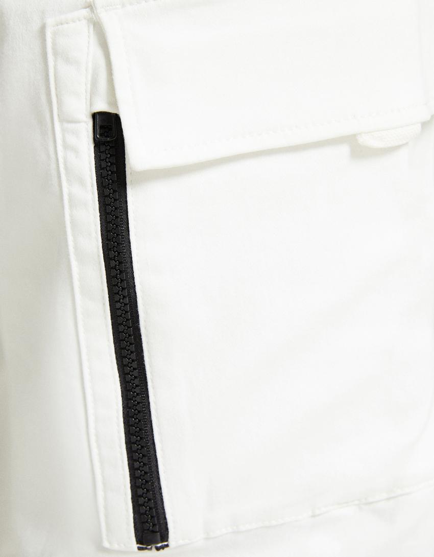 Slim cargo joggers-White-5