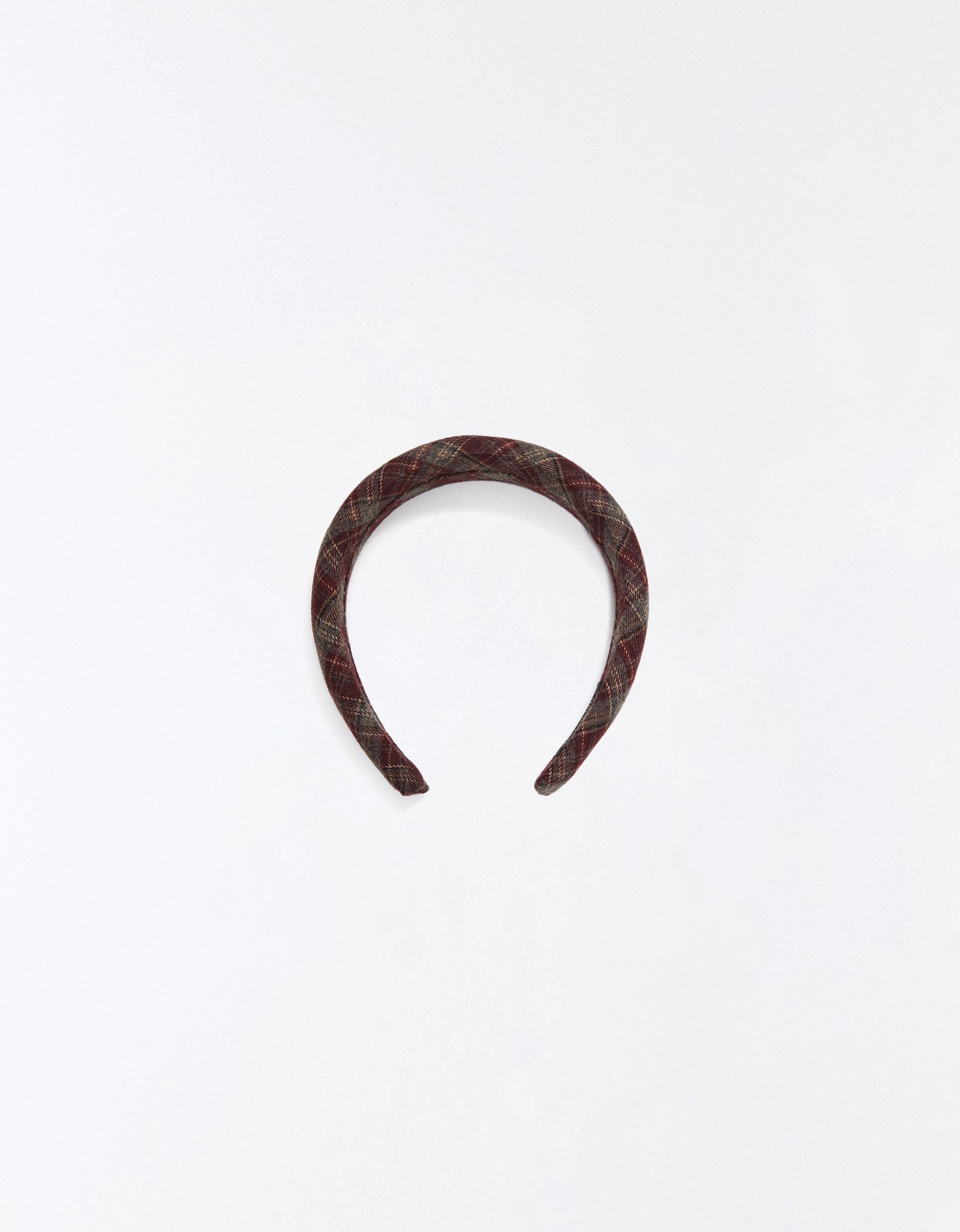 Check fur headband — Maroon