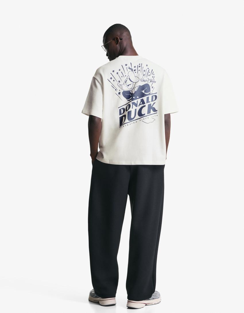Camiseta felpa manga corta print-Blanco