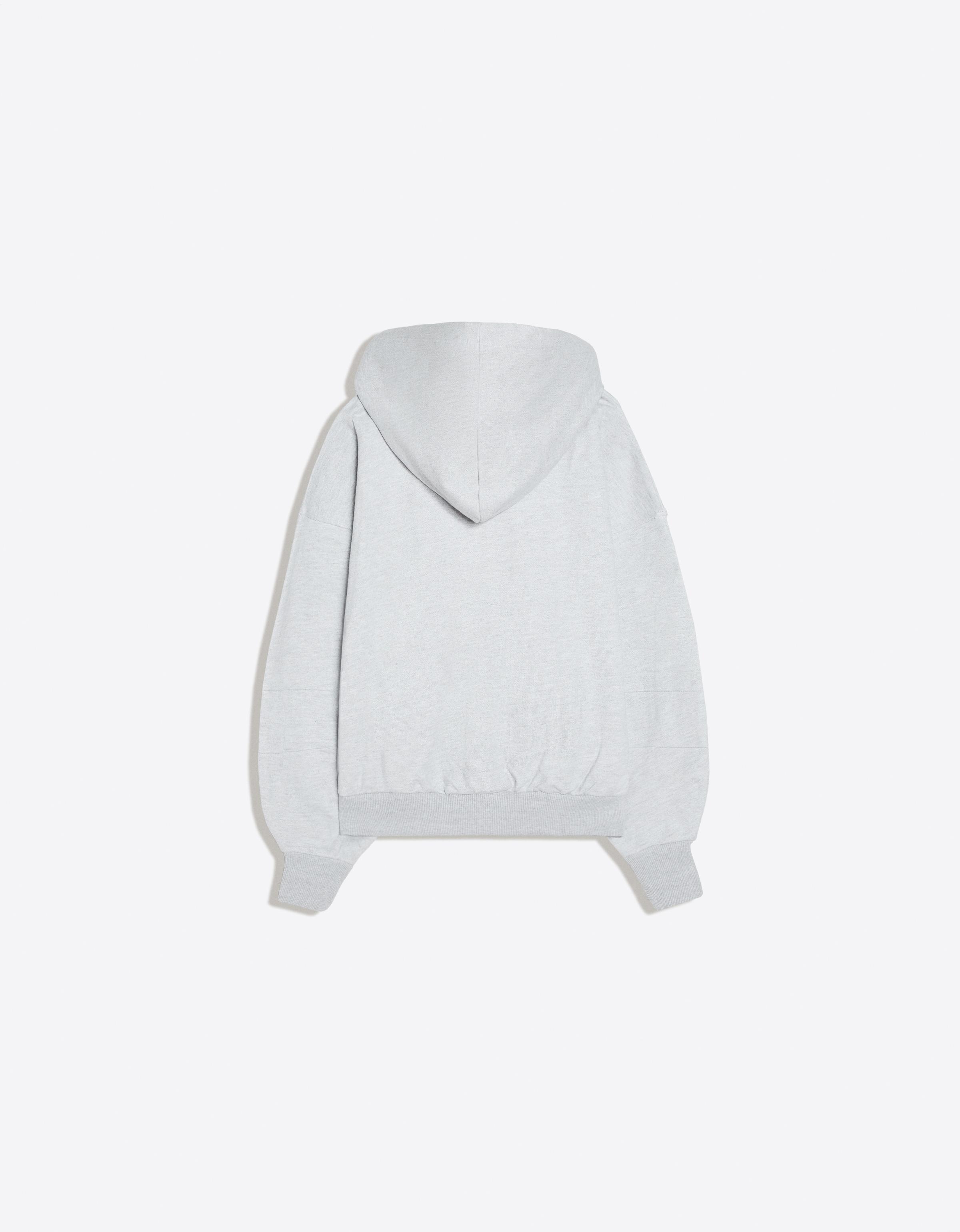Oversize zip-up hooded sweatshirt with print — Mixed gray