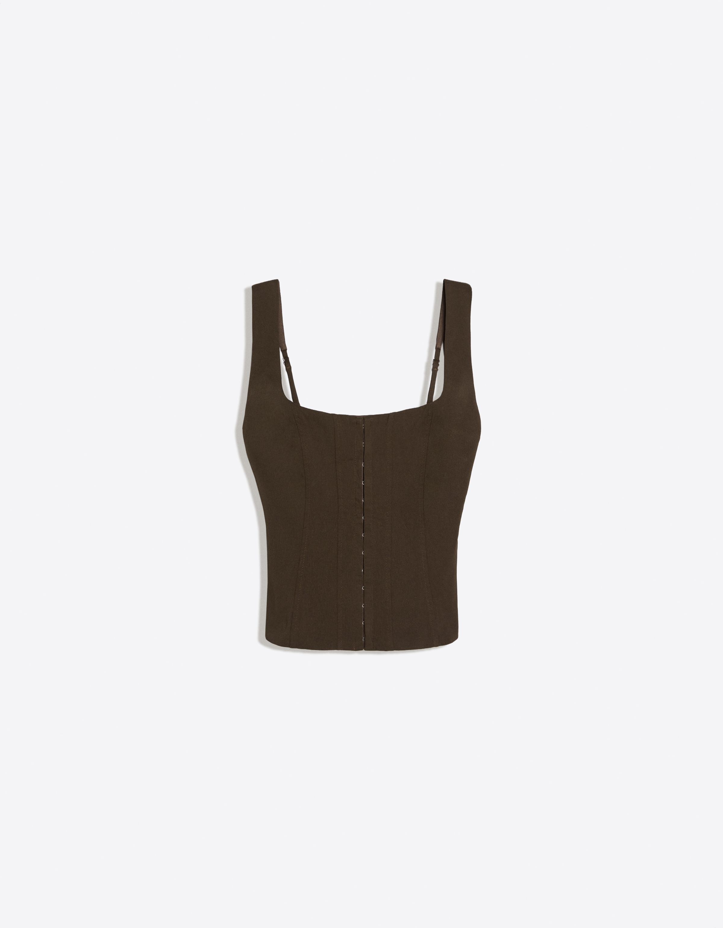 Bengaline corset top — Brown