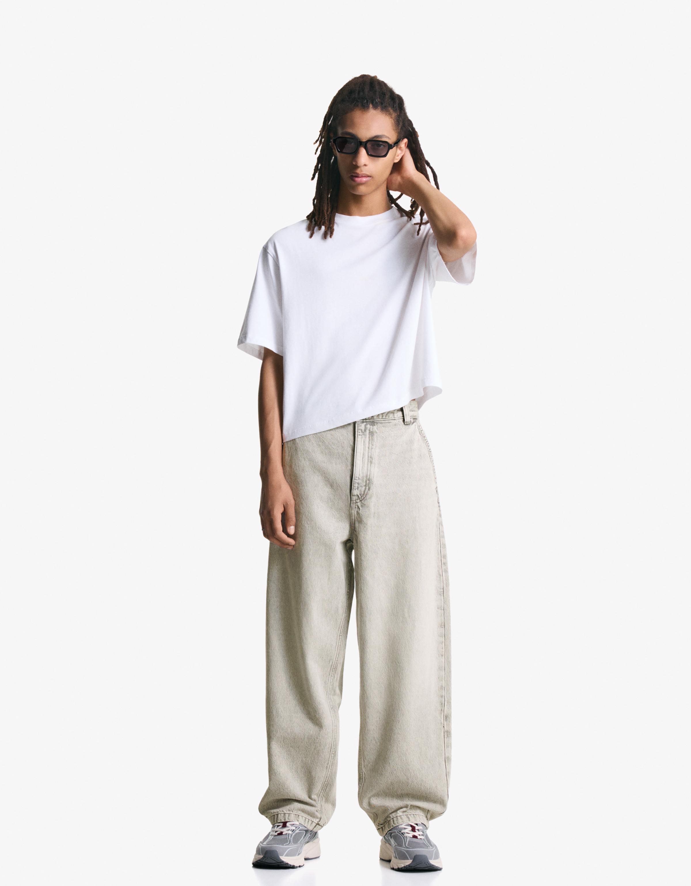 Bershka Skater-Jeans Herren 34 Grau