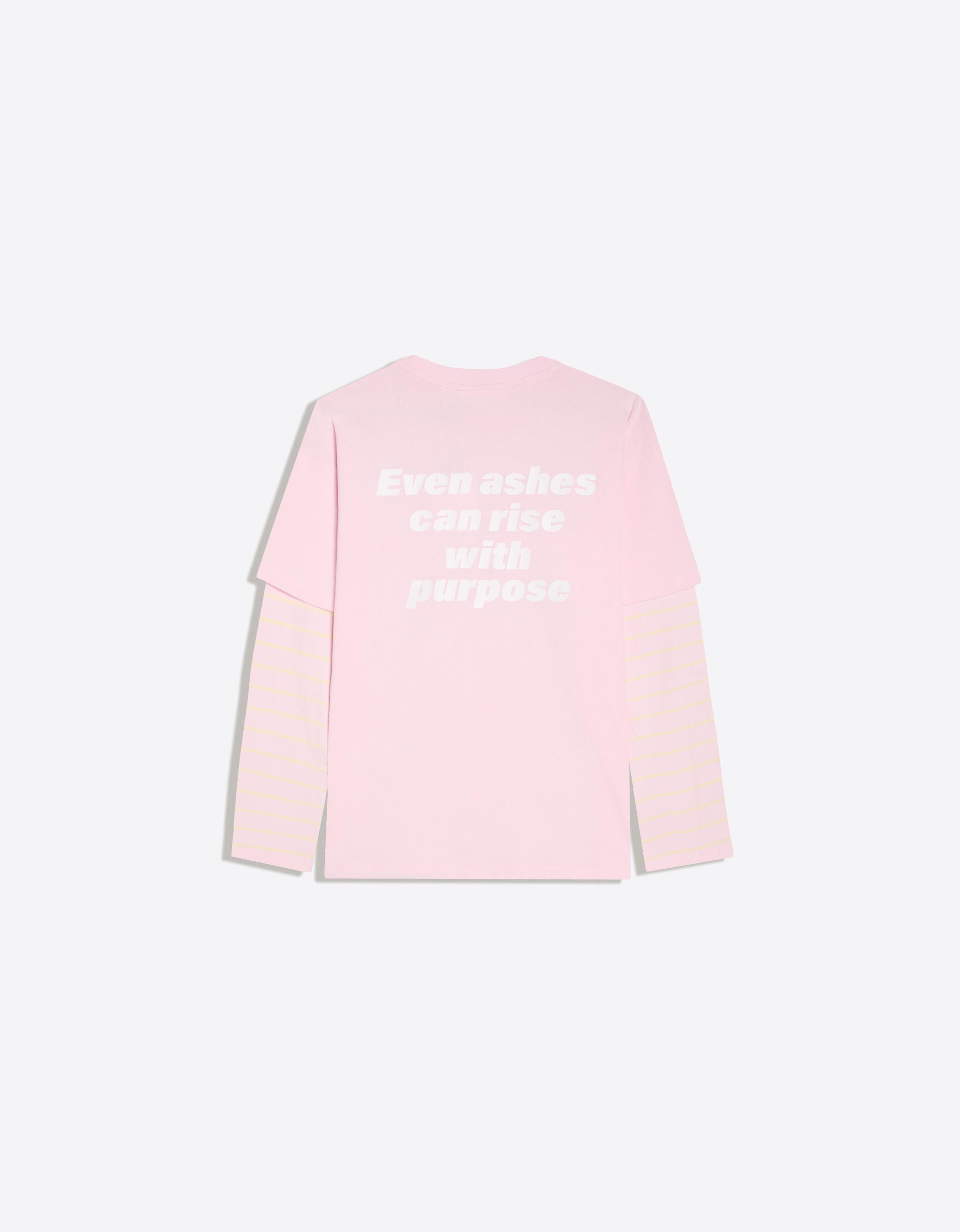 Oversize double sleeve print T-shirt — Pink