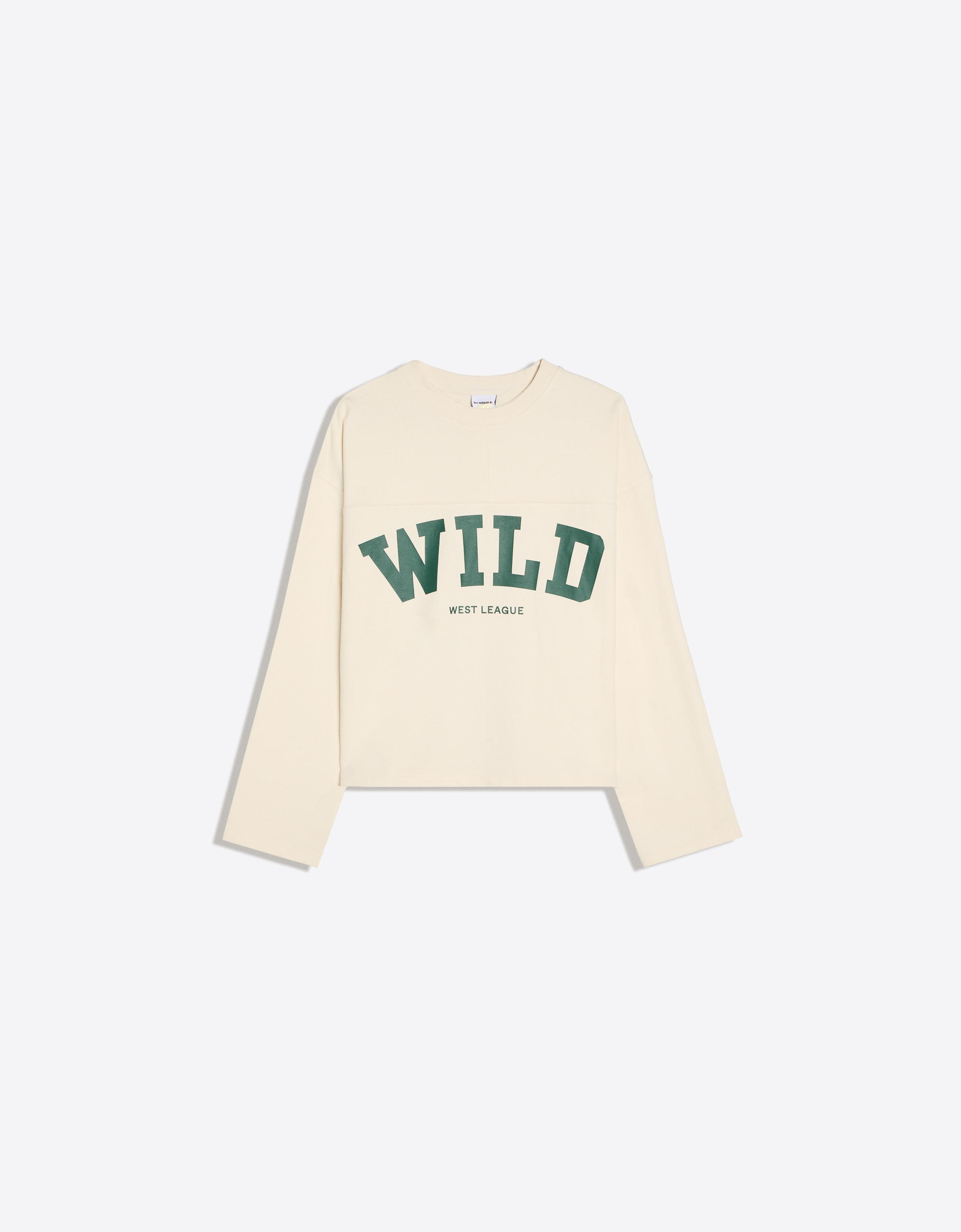 Printed round neck sweatshirt — Off white